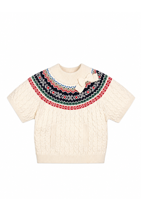 Kids' Organic Mock Neck Cable Sweater