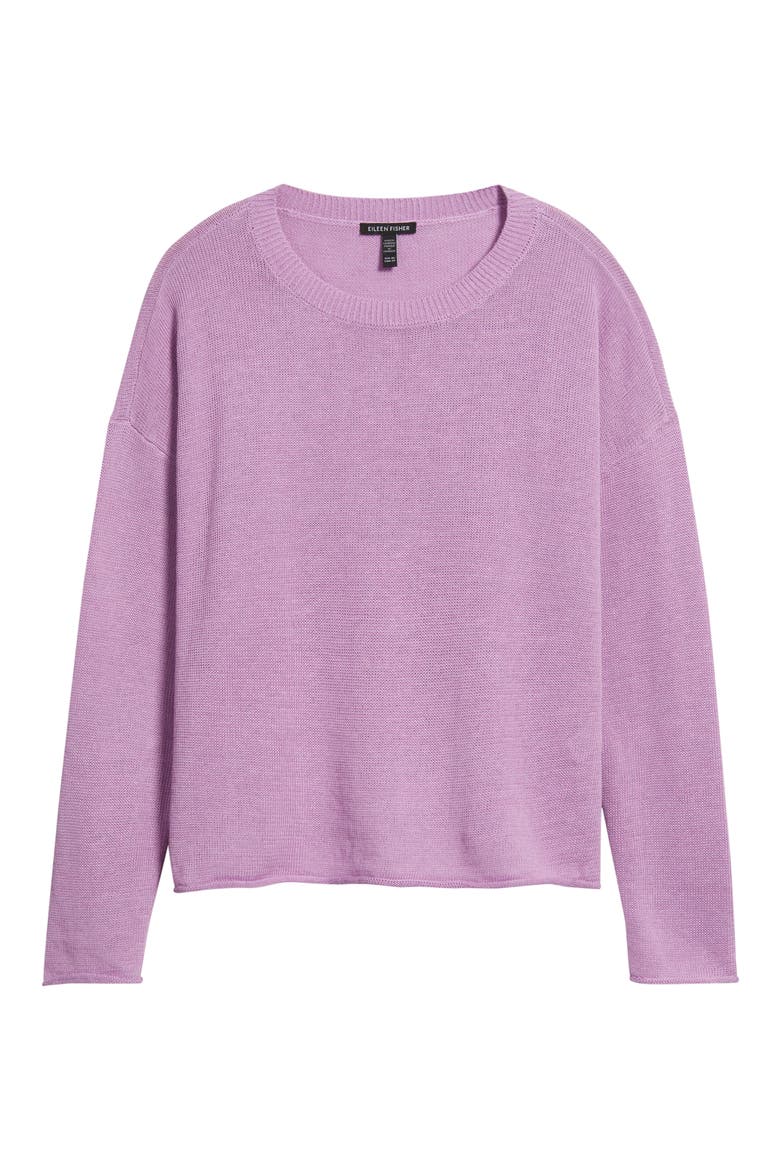 Crewneck Organic Linen & Organic Cotton Sweater, Alternate, color, BRIGHT ASTER