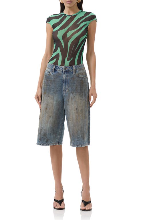 AFRM AFRM NINA PRINT CAP SLEEVE MESH TOP 