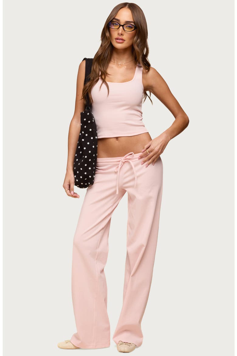 Claudia Stretch Cotton Straight Leg Drawstring Pants, Alternate, color, LIGHT-PINK
