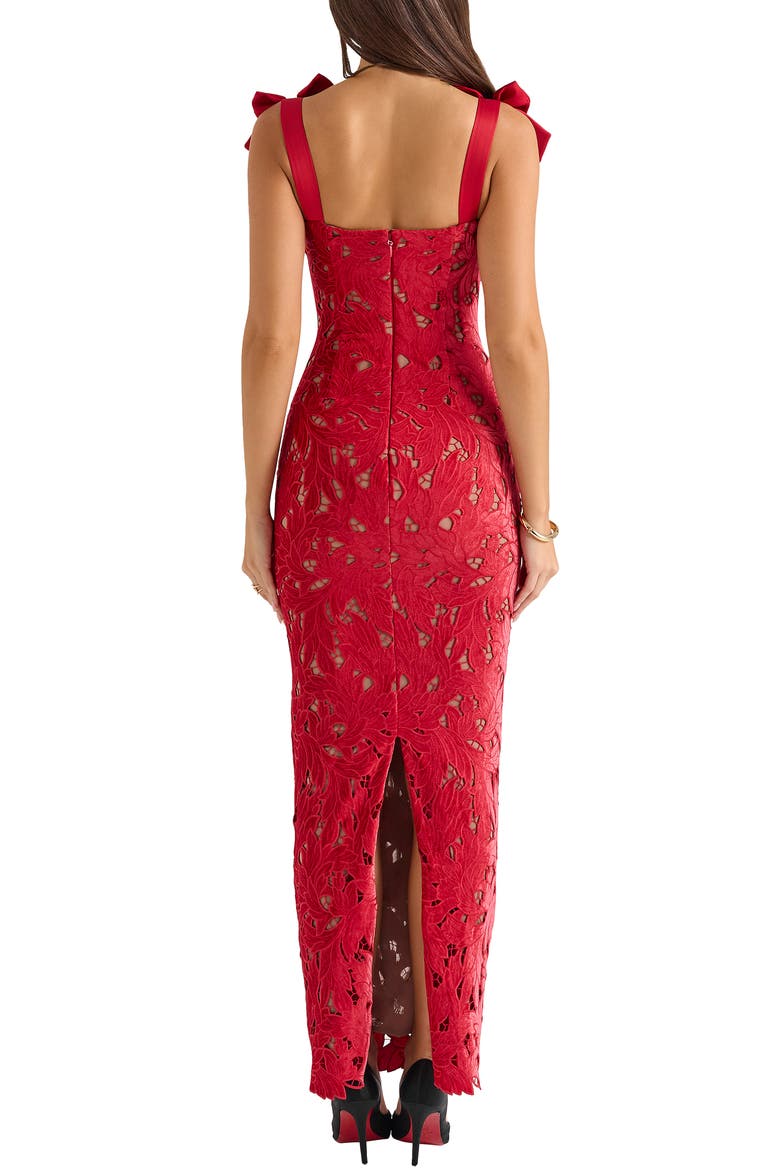 Tiff Velvet Lace Dress, Alternate, color, HAUTED RED