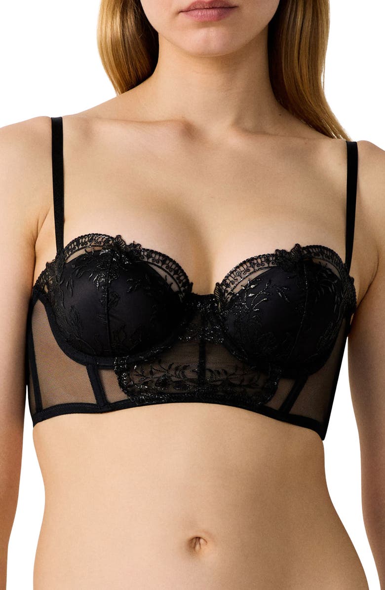 Etam Enivrante Underwire Balconette Push-Up Bra, Main, color, Black