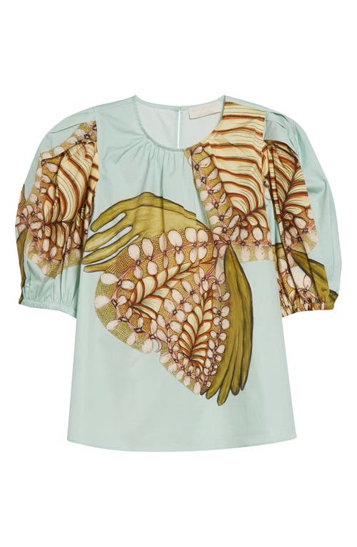 Ulla Johnson Ravena Puff Sleeve Cotton Top In Green