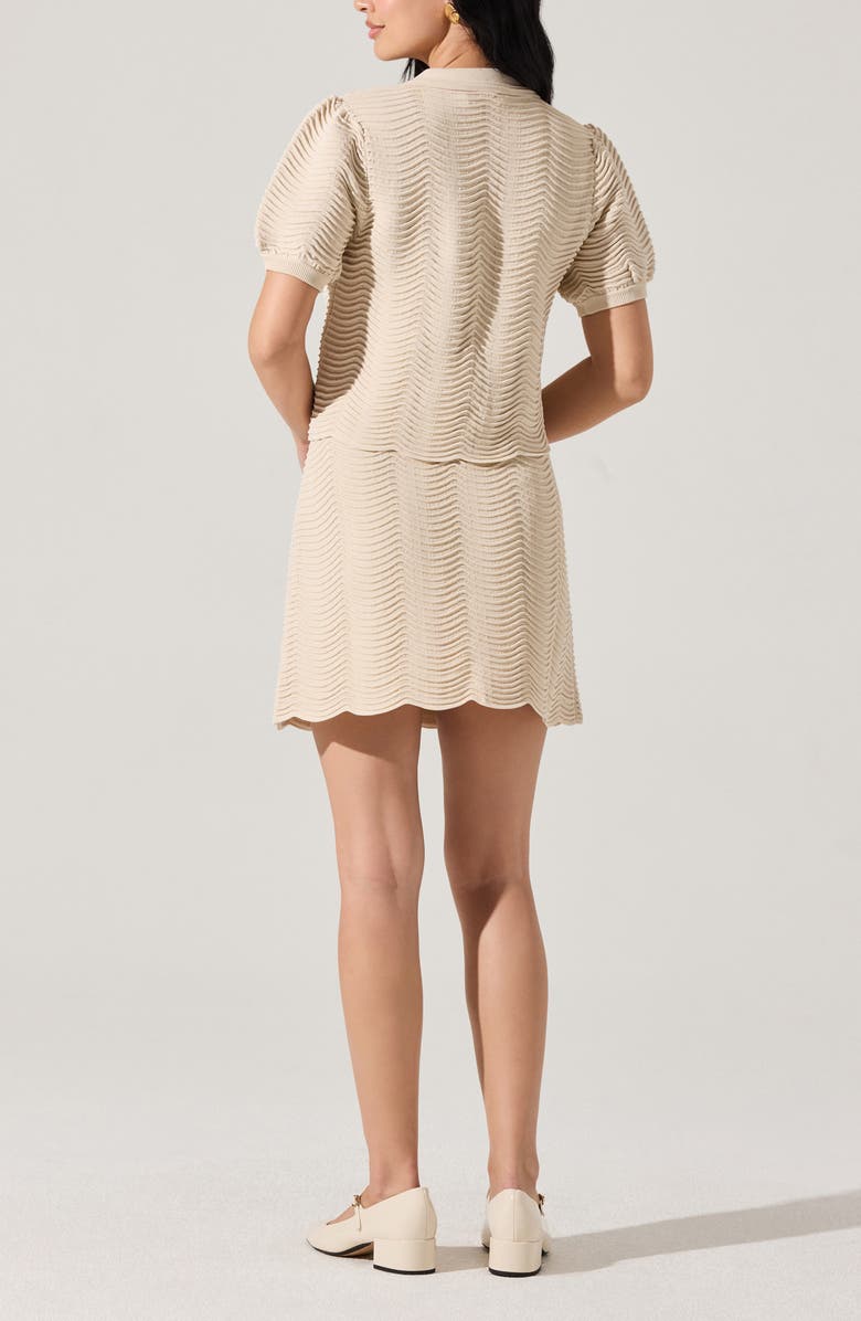 ASTR the Label Perrine Short Sleeve Pointelle Cardigan, Alternate, color, Cream