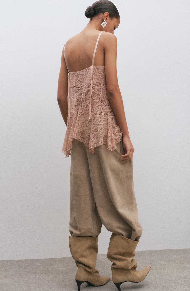 MANGO Crumble Handkerchief Lace Camisole, Alternate, color, Pastel Pink