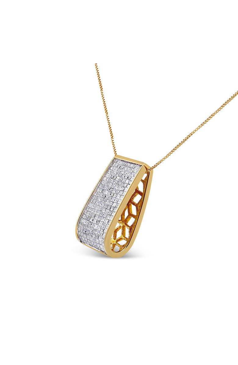 Haus of Brilliance 14K Yellow Gold Princess-Cut Diamond Pillar Pendant Necklace, Alternate, color, Yellow