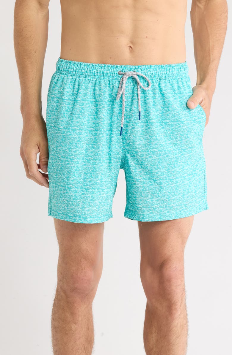 Rainforest School Of Fish Swim Trunks, Main, color, Turquiose