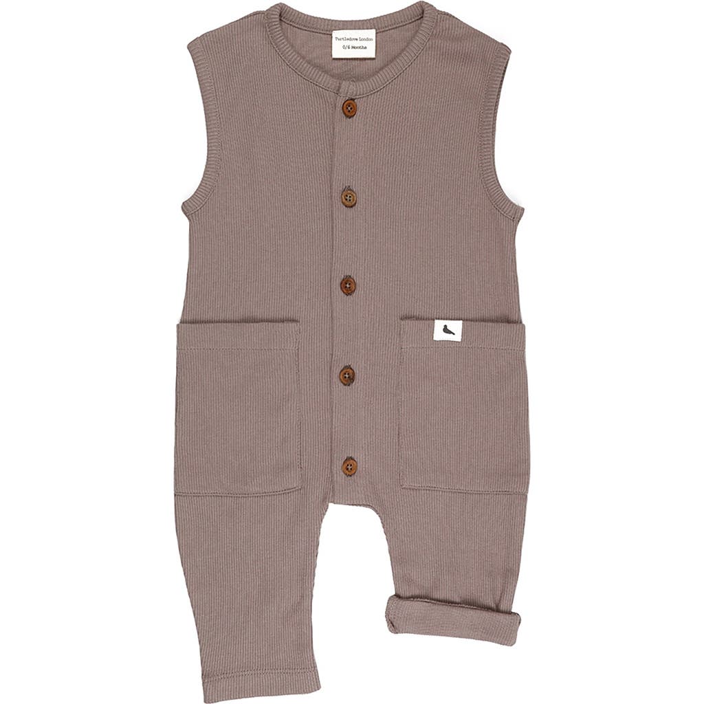 Turtledove London Kids Organic Cotton Rib Romper In Brown