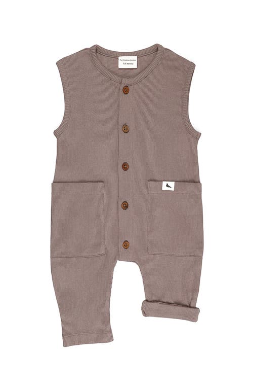 Turtledove London Kids Organic Cotton Rib Romper In Brown