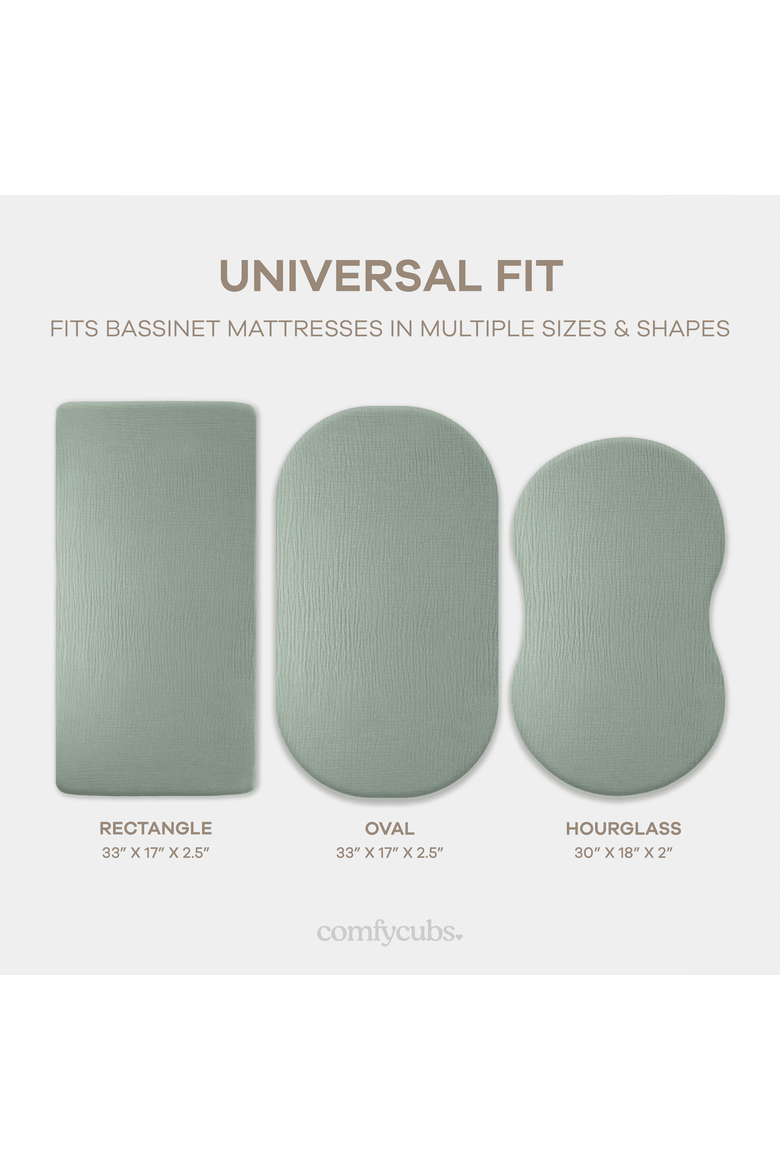 Muslin Cotton Bassinet Sheets, 1 Pack, Alternate, color, Fern