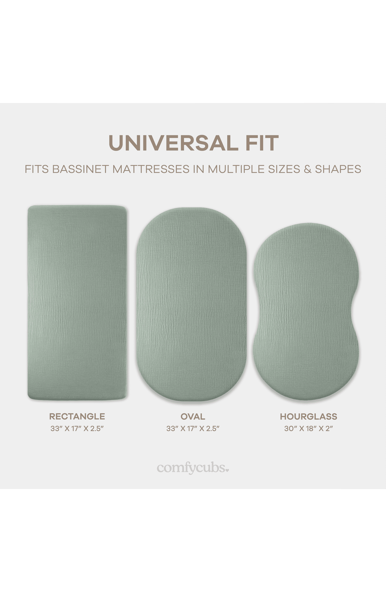 Comfy Cubs Muslin Fitted Bassinet Crib Sheet, Alternate, color, Fern