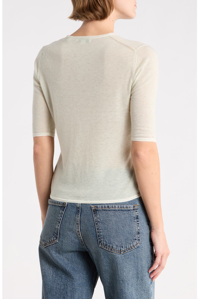 Micro Stripe Wool Blend Cardigan, Alternate, color, OFF WHITE/ JADE WATER
