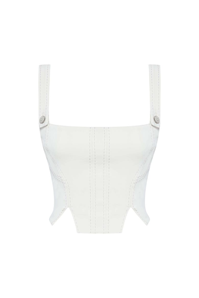 Catalina White Denim Crop Top, Alternate, color, White