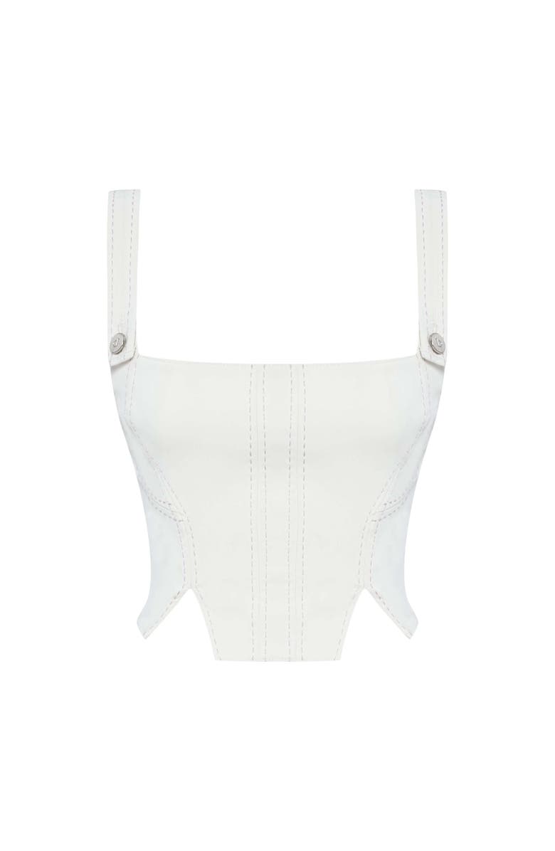 Jendue US Catalina White Denim Crop Top, Alternate, color, White