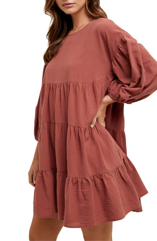 Wishlist Tiered Cotton Babydoll Dress In Pink