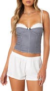 EDIKTED Peekaboo Gingham Corset Top