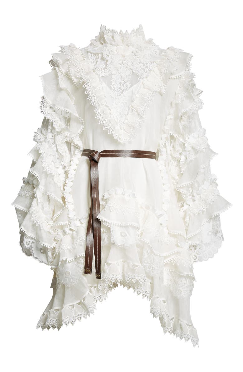 Zimmermann Crush Heart Trim Long Sleeve Minidress, Alternate, color, 