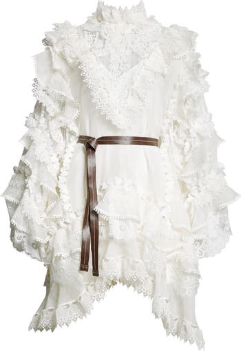 Zimmermann Crush Heart Trim Long Sleeve Minidress | Nordstrom