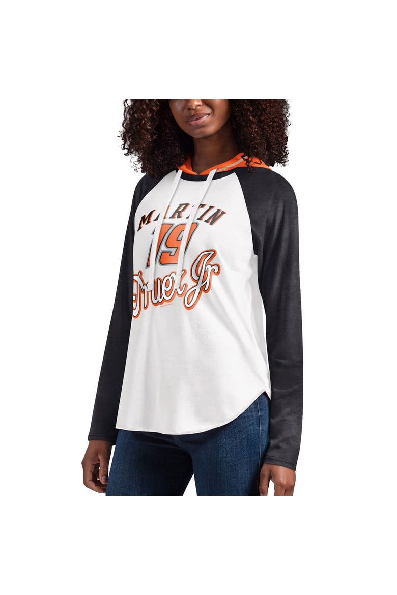 Women's G-III 4Her by Carl Banks White Martin Truex Jr MVP Raglan Hooded Long Sleeve T-Shirt, Main, color, White