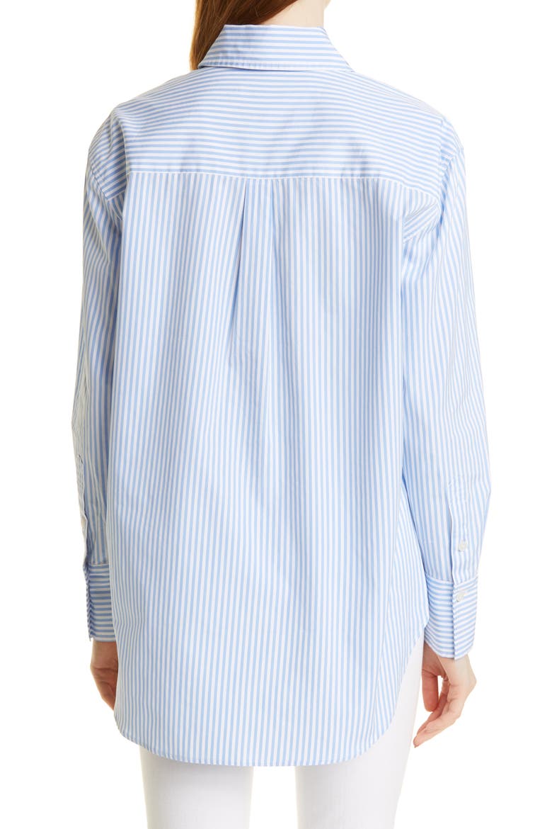 Oversize Poplin Button-Up Shirt, Alternate, color, BLUE TOPSAIL- WHITE STRIPE