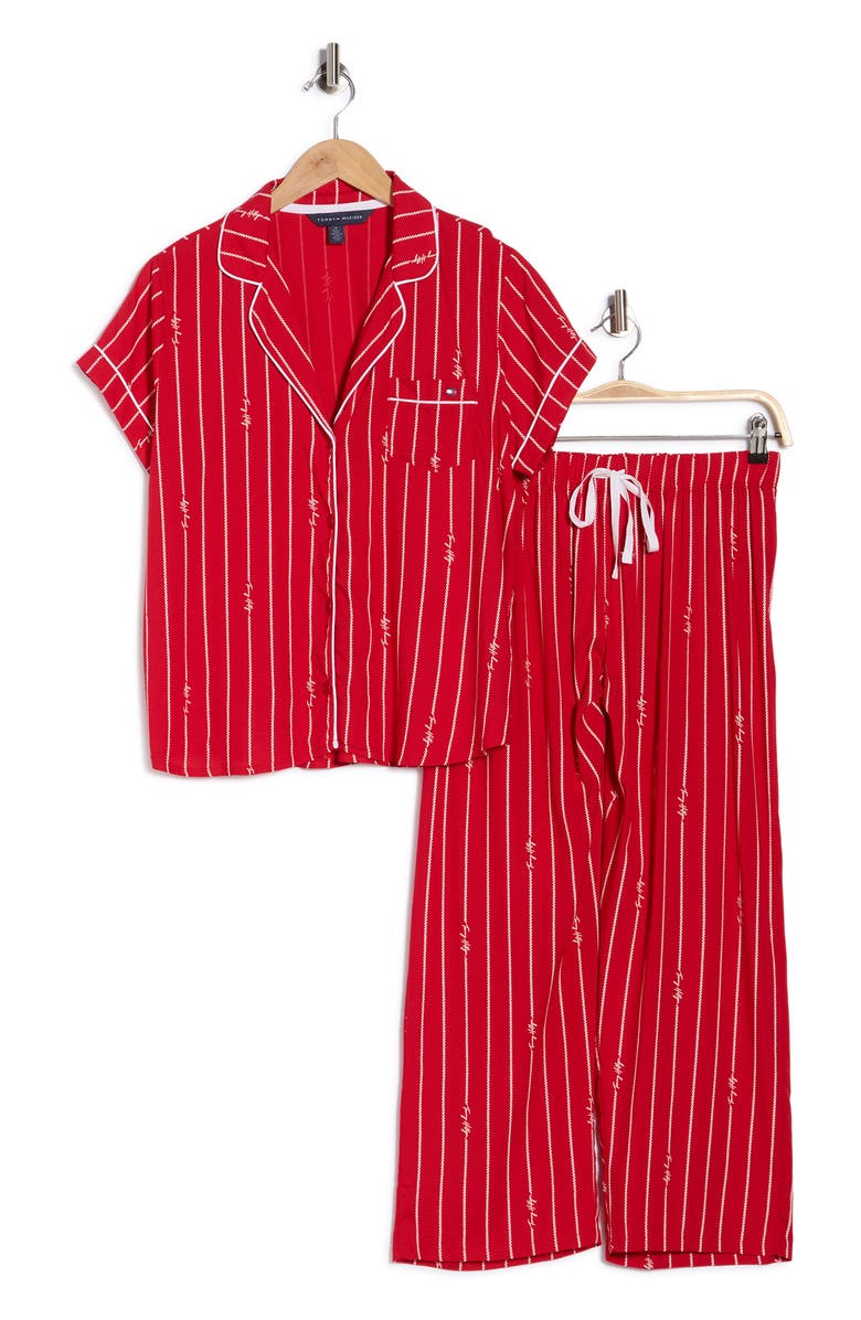 Tommy Hilfiger Woven Pajamas, Main, color, Rope Stripe Tango Red