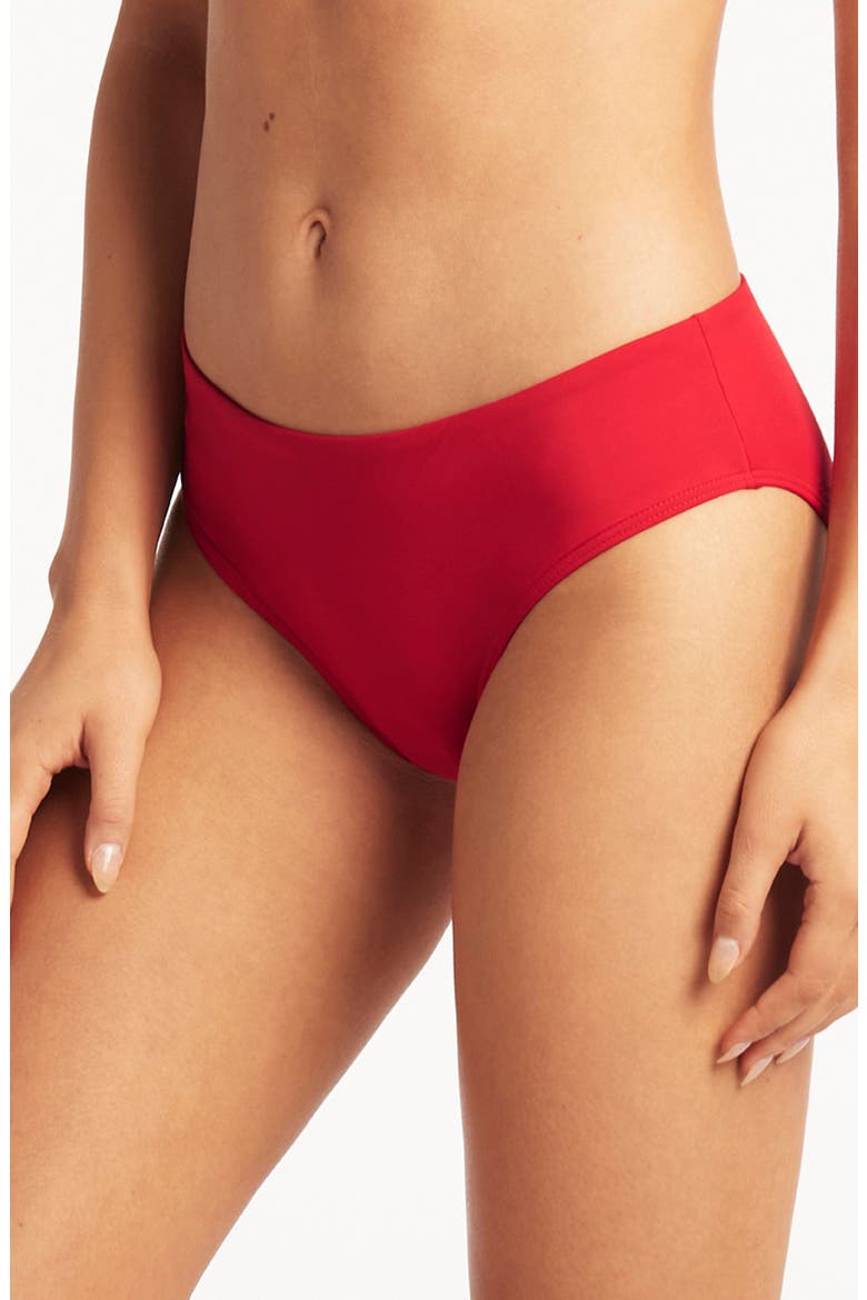 Mid Bikini Bottoms, Alternate, color, RED