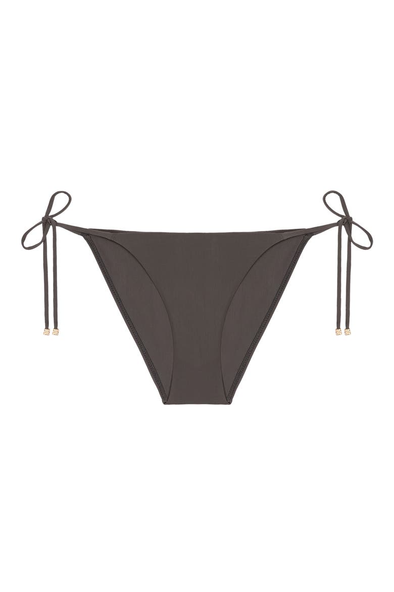 Full Coverage Tie Side Bikini Bottoms, Alternate, color, GREY
