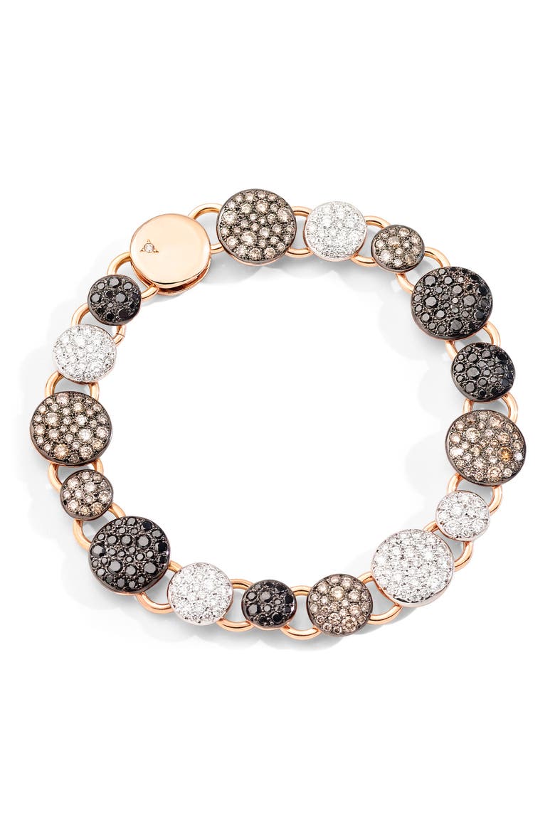 Sabbia 18K Gold Diamond Pavé Station Bracelet, Main, color, WHITE/ BROWN/ BLACK DIAMOND