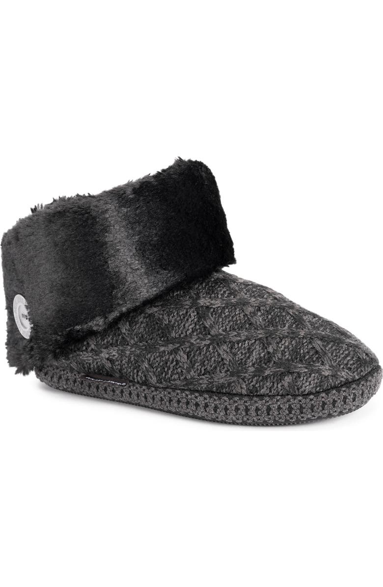 MUK LUKS Melinda Faux Fur Indoor/Outdoor Slipper Bootie, Main, color,