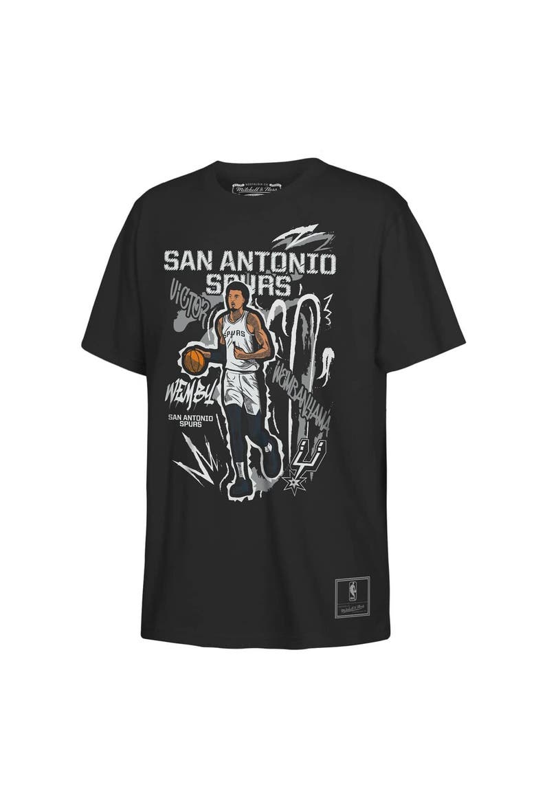 Youth Mitchell & Ness Victor Wembanyama Black San Antonio Spurs Chalked Up Player Name & Number T-Shirt, Main, color, Black
