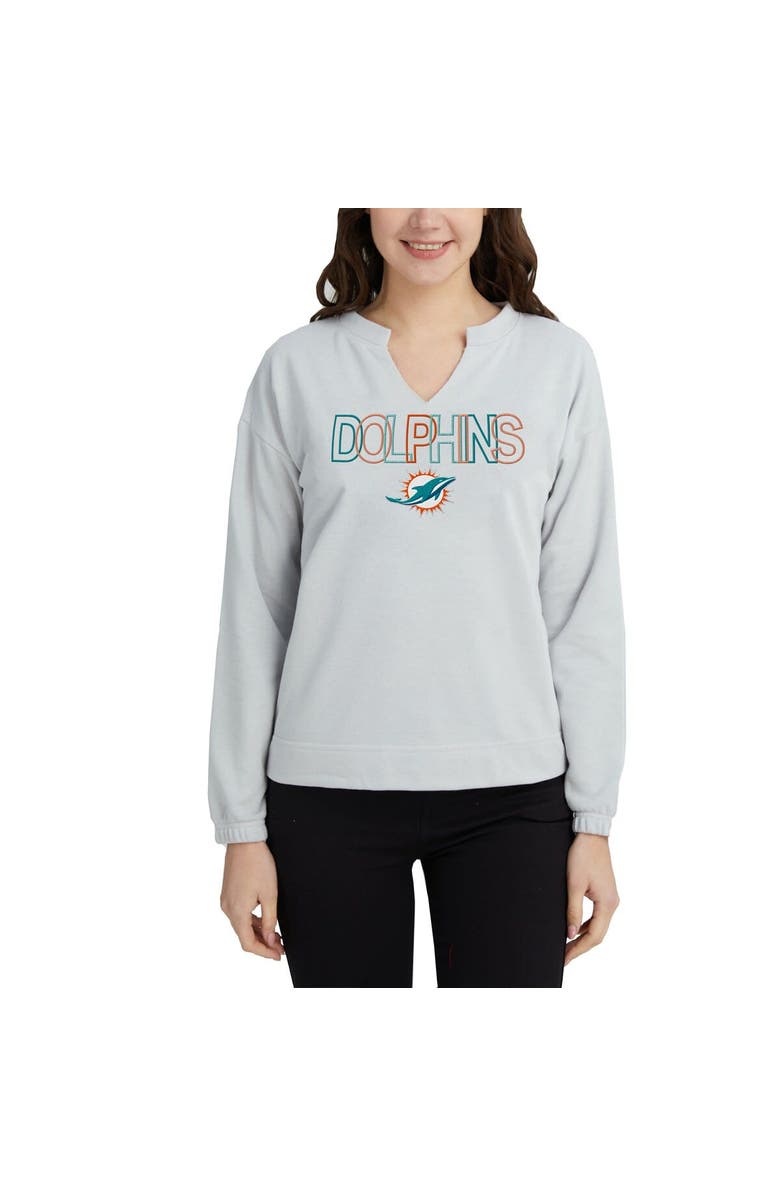 CONCEPTS SPORT Women's Concepts Sport Gray Miami Dolphins Sunray Notch Neck Long Sleeve T-Shirt, Main, color, 