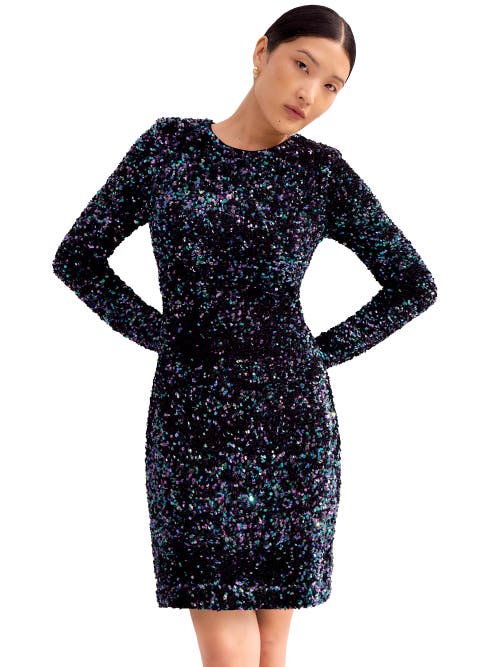 Ro&zo Womens Evie Blue Cluster Sequin Long Sleeve In Blue
