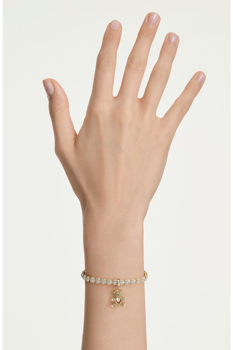 Idyllia Crystal Teddy Bear Charm, Alternate, color, GOLD