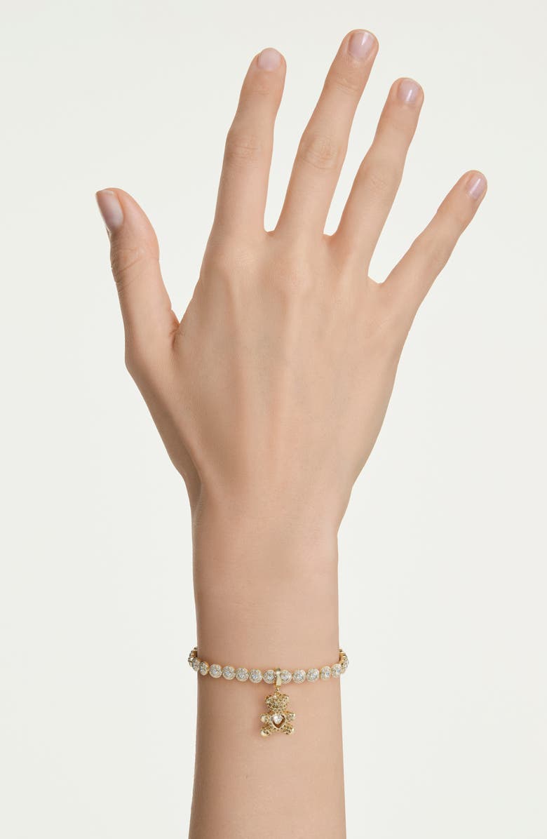 Swarovski Idyllia Crystal Teddy Bear Charm, Alternate, color, Gold