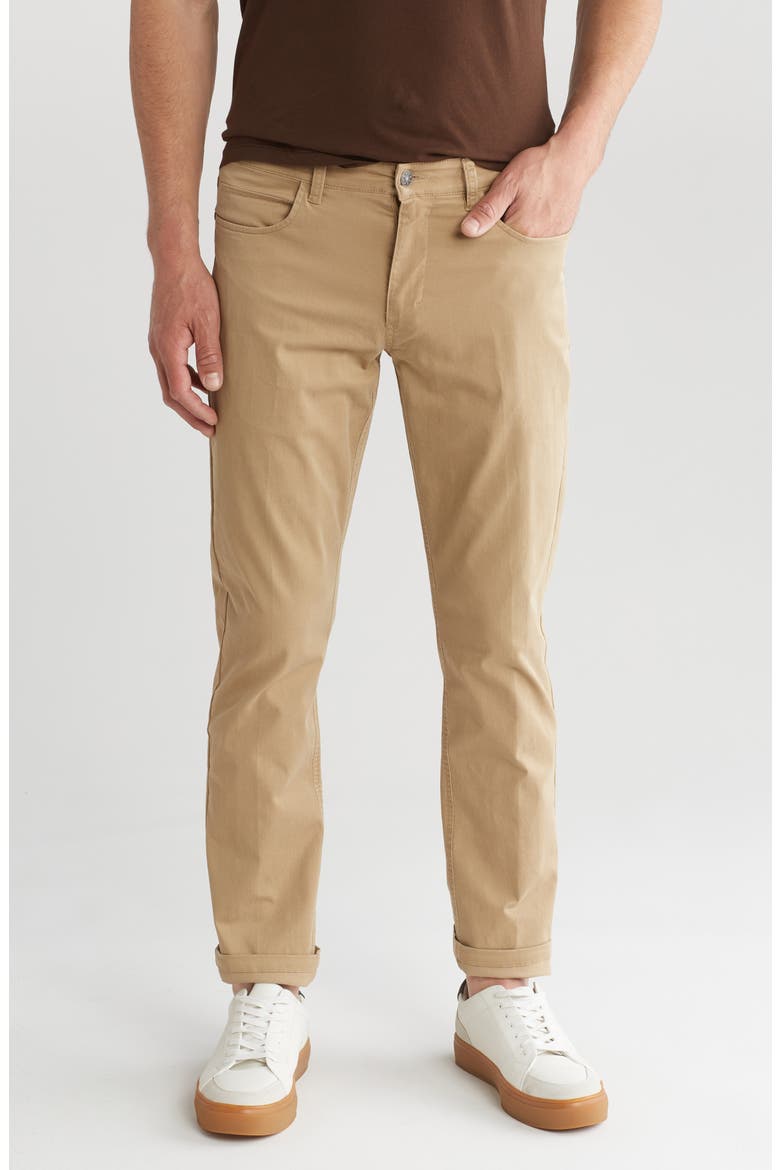 Flat Front Stretch Comfort Slim Leg Pants, Main, color, BRITISH TAN