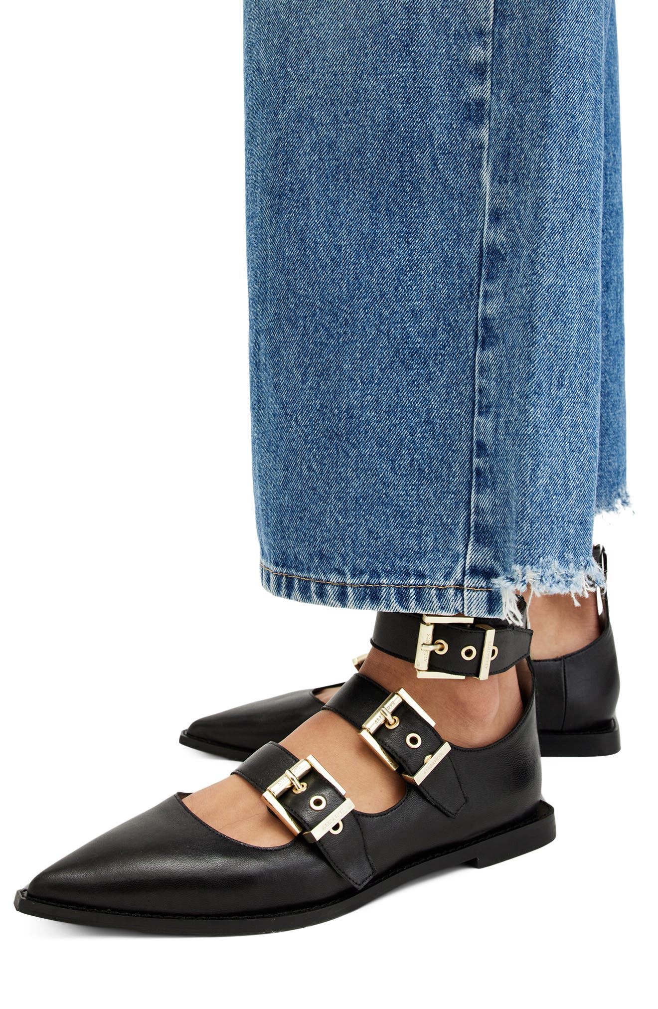 AllSaints Susan Pointed Tow Buckle Flat, Alternate, color, 