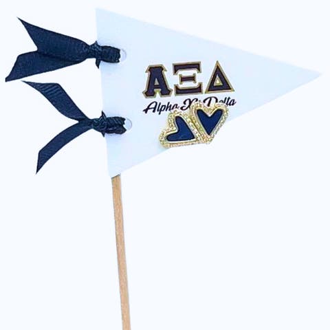 Alpha Xi Delta Heart Stud Enamel Earrings on Sorority Pennant Flag