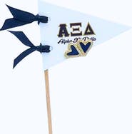 Color Shout Alpha Xi Delta Heart Stud Enamel Earrings on Sorority Pennant Flag