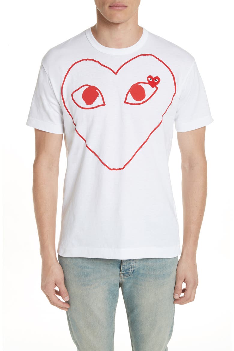 Outline Heart Graphic Tee, Main, color, WHITE