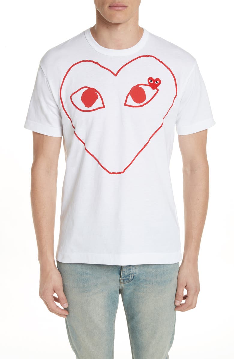 Comme des Garçons PLAY Outline Heart Graphic Tee, Main, color, 
