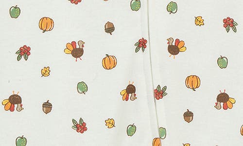 Little Me My First Thanksgiving Cotton Footie & Hat Set In White