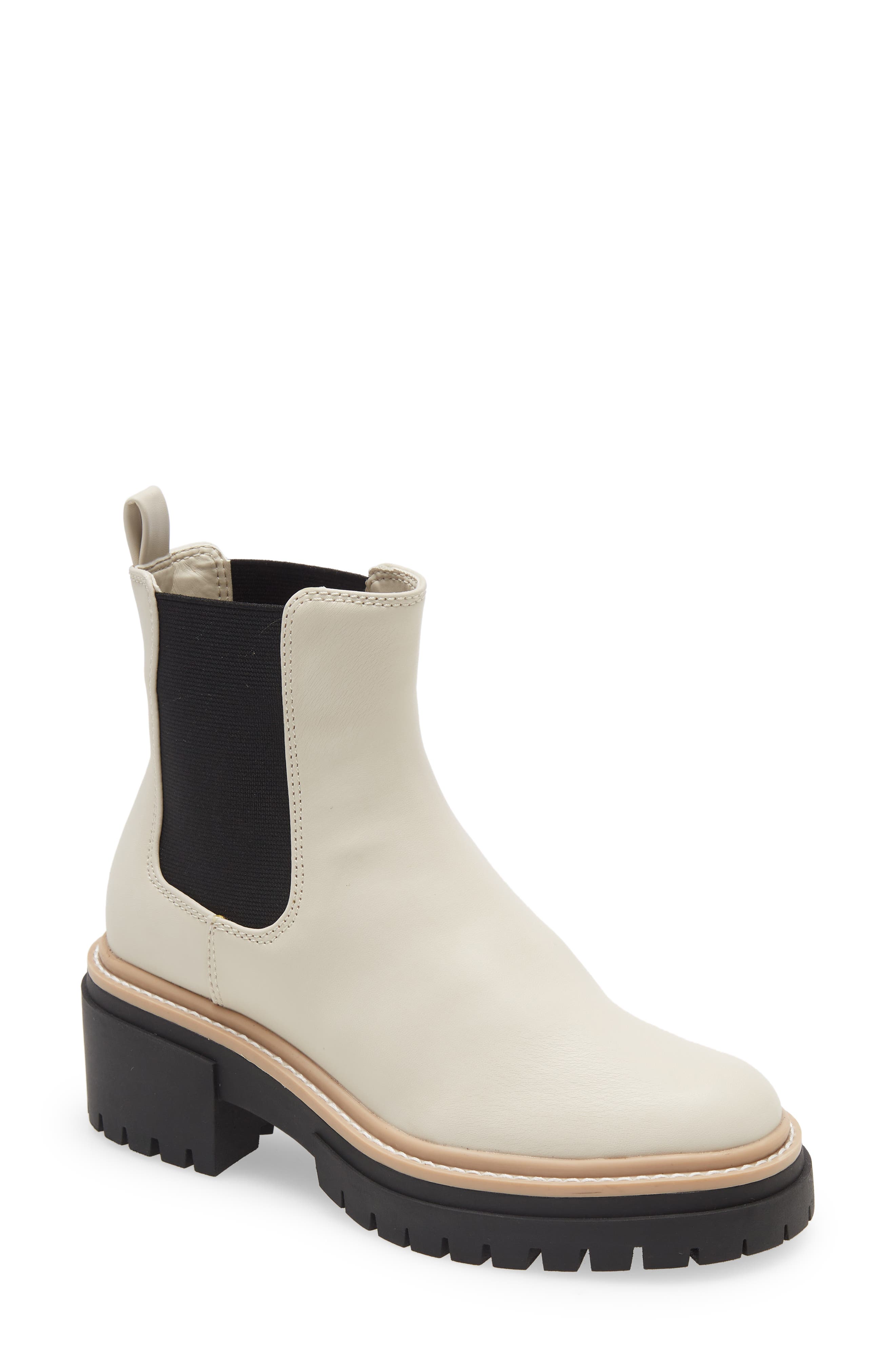 Mira Lug Sole Chelsea Bootie, Main, color, IVORY