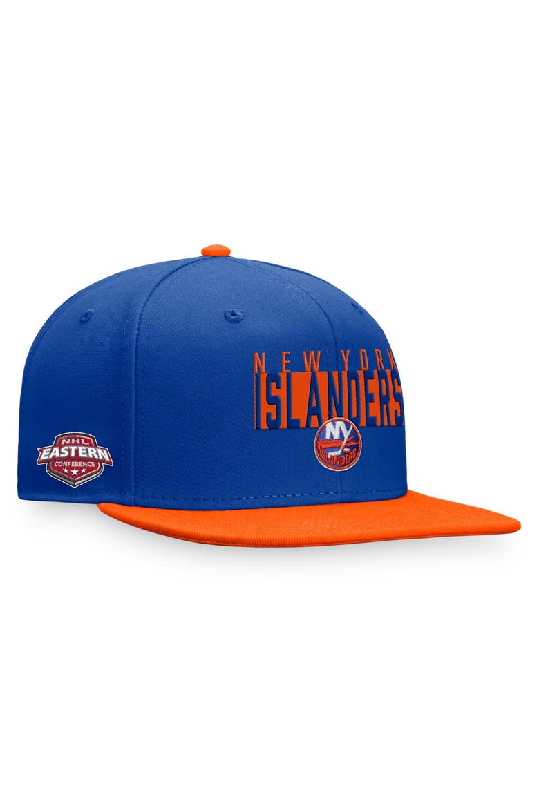Men's Fanatics Branded Royal/Orange New York Islanders Fundamental Colorblocked Snapback Hat, Main, color, Royal