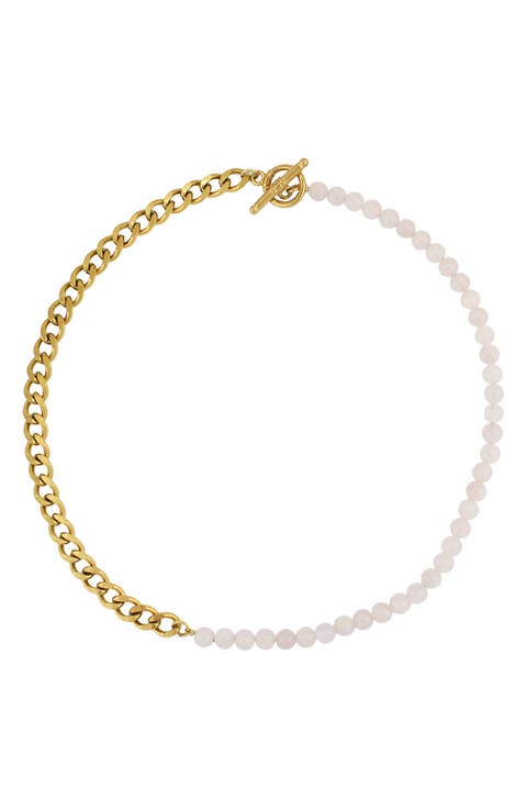 Gender Inclusive Half Cuban Half Beaded Chain Necklace