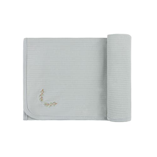 Ely's & Co. Organic Wide Rib Embroidered Scallop Collar Collection In Blue