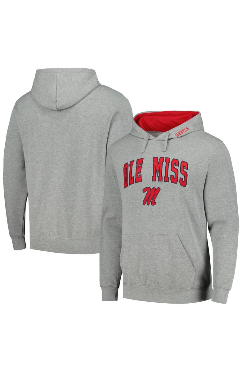 COLOSSEUM Men's Colosseum Heather Gray Ole Miss Rebels Arch & Logo 3.0 Pullover Hoodie, Main, color, Heather Gray