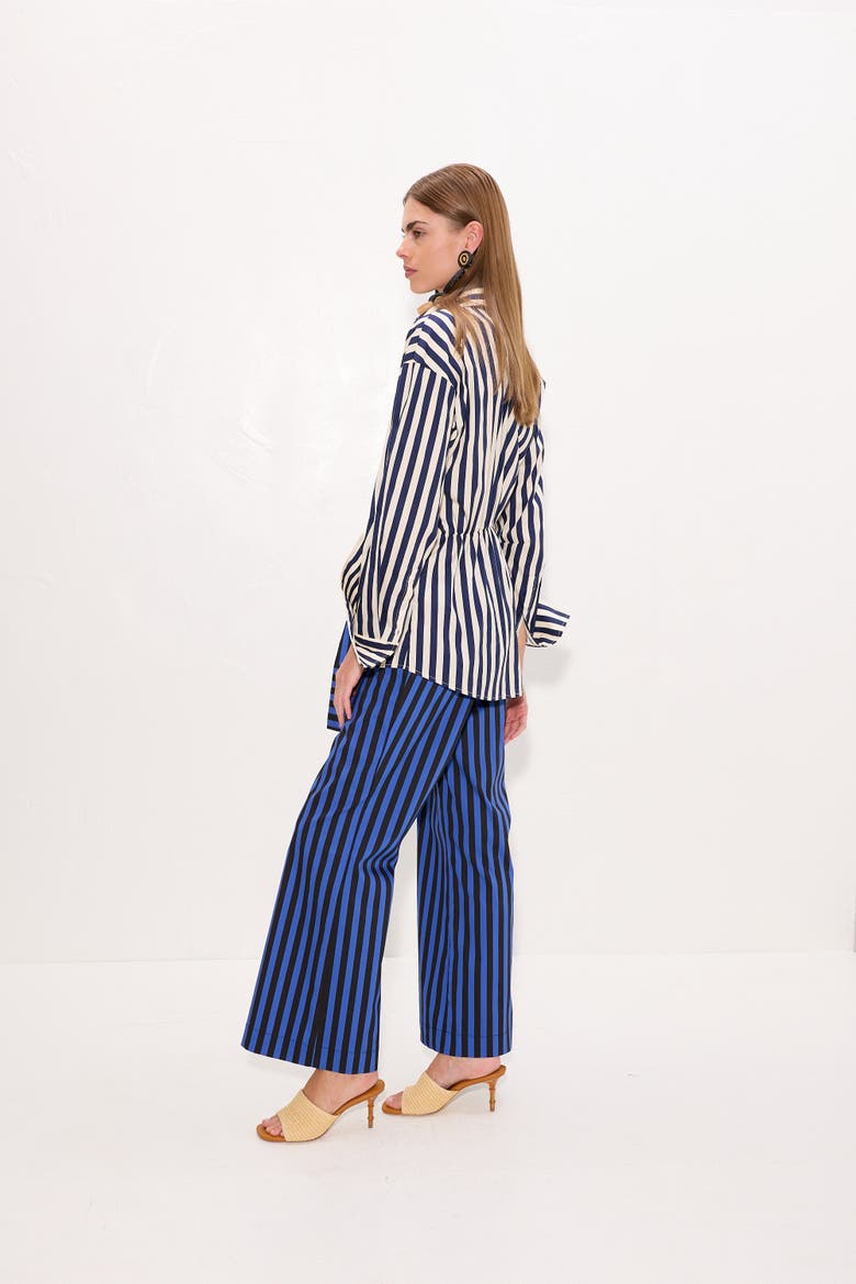 Pia Poplin Straight Leg Pant, Alternate, color, Cobalt Stripe