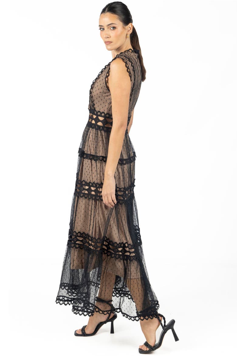Serena Black Lace Maxi Dress, Alternate, color, Black