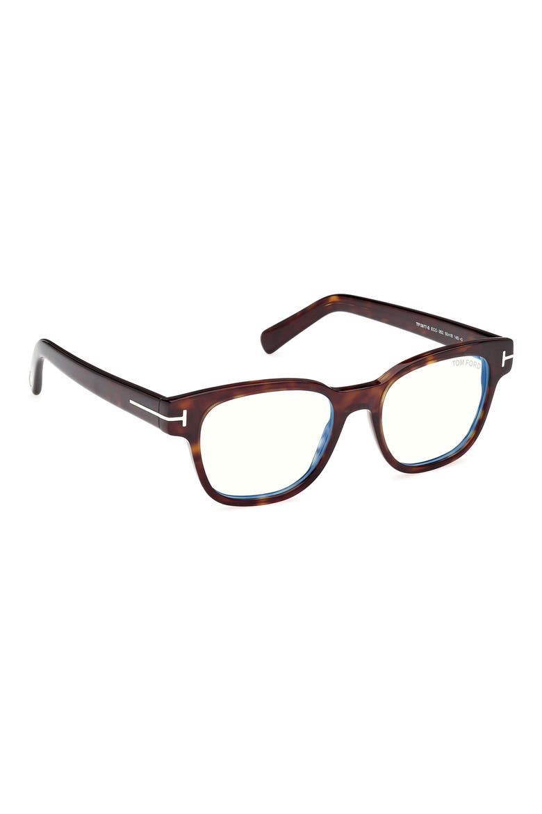 50mm Square Blue Light Blocking Glasses, Alternate, color, HAVANA ECO / T LOGO