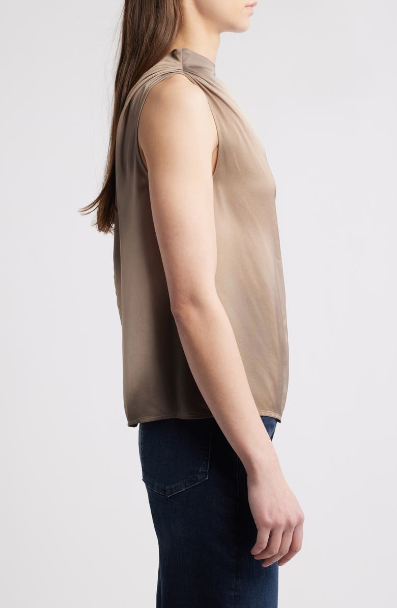 rag & bone Julie Mock Neck Sleeveless Satin Top, Alternate, color, Brown Multi